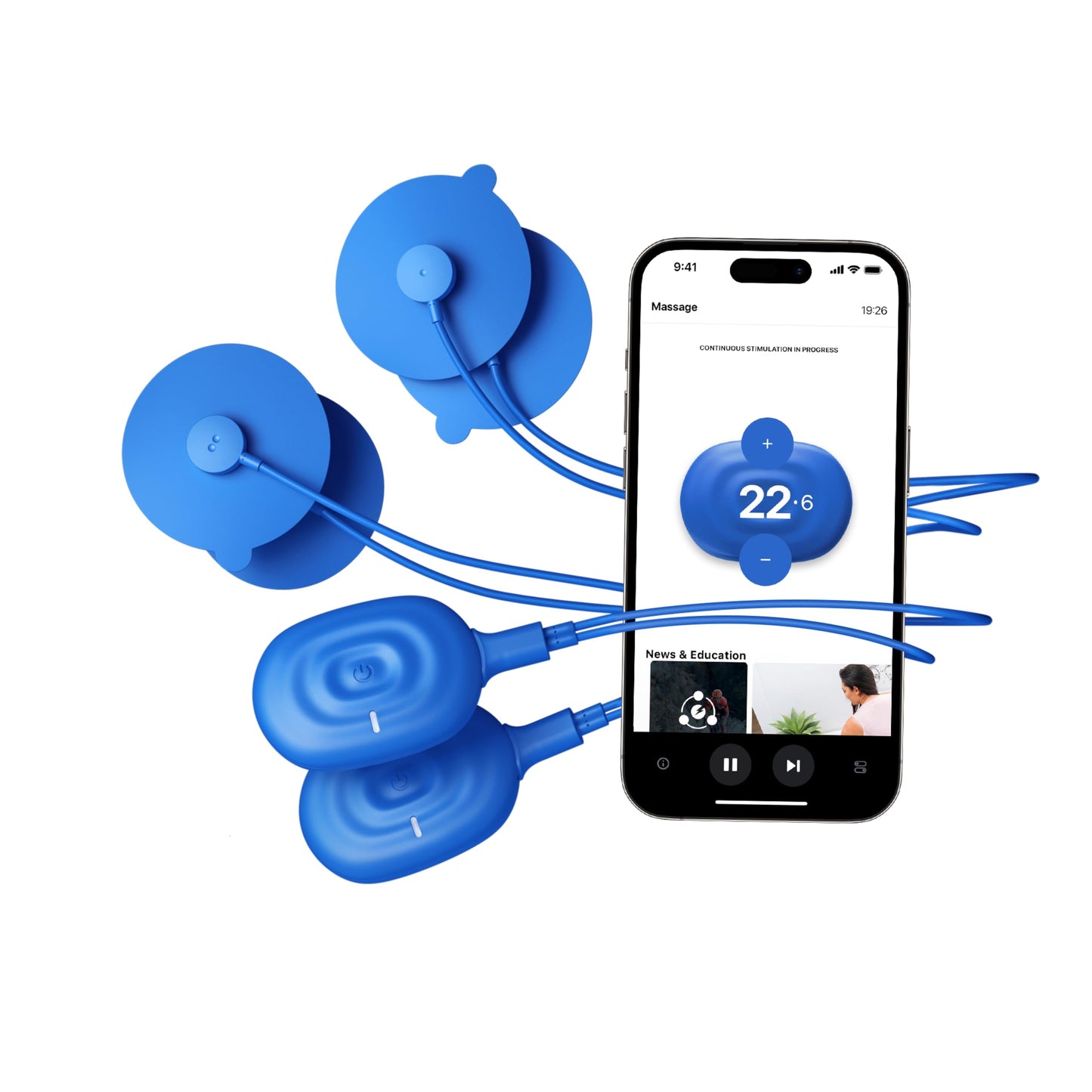 Therabody PowerDot 2.0 Duo - Stim TENS Unit for Pain Relief - Bluetooth Electrical Muscle Stimulation Device 2 Smart Wireless NMES & TENS Pods for Muscle Pain PMS and Menstrual Period Cramps (Blue)