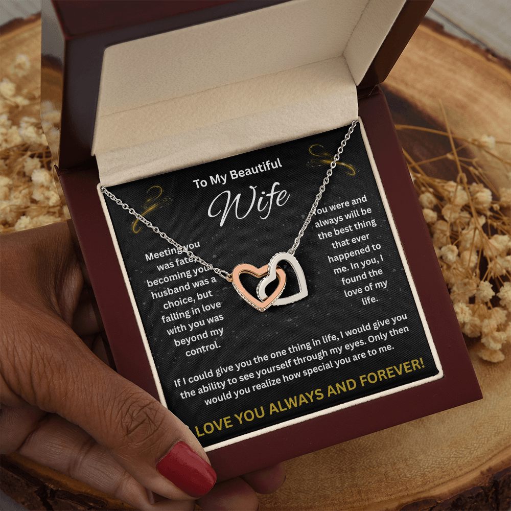 To My Beautiful Wife - Interlocking Hearts Necklace