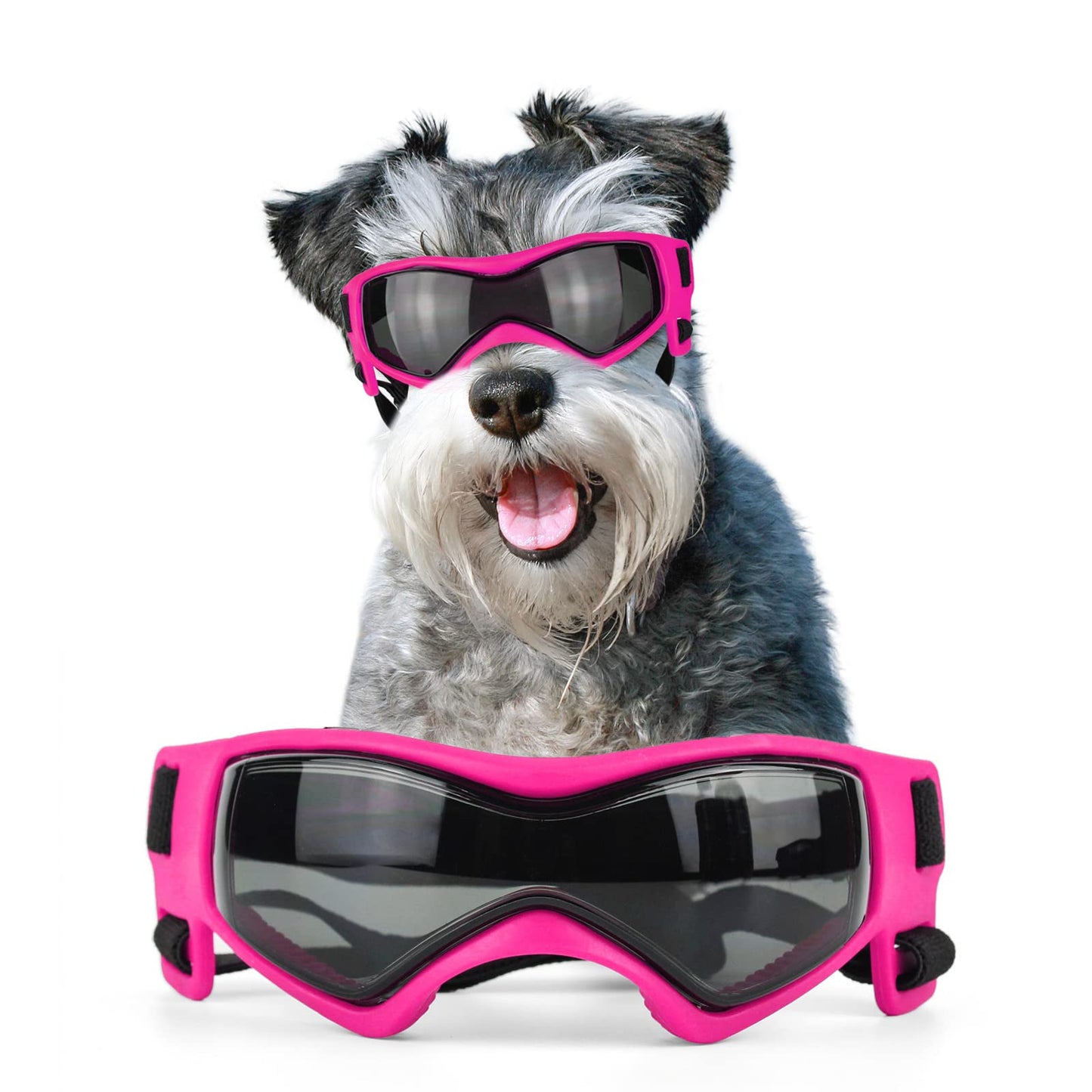 NAMSAN Dog Sunglasses Medium Breed UV Protection Anti-Fog Dog Goggles for Small to Medium Dogs Summer Windproof Dog Eye Protection Winter Snow Eyewear Easy Put-on/Adjustable Cool Pink