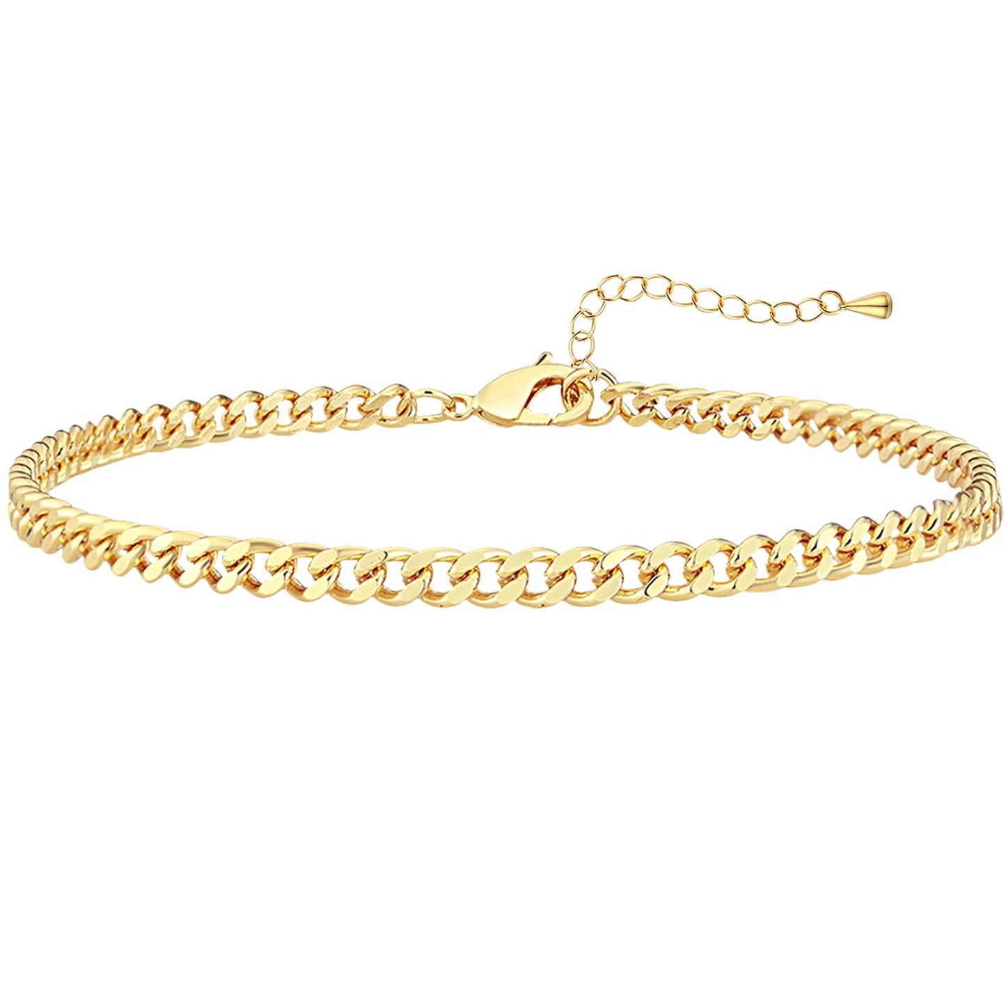 Poxtex Extra Large Anklets for Women Large Ankle 14K Real Gold Dainty Anklets for Women Waterproof 10"+2" Adjustable Large Ankle Bracelets for Women Plus Size CuBan ChainAnkle Bracelets for Women Trendy