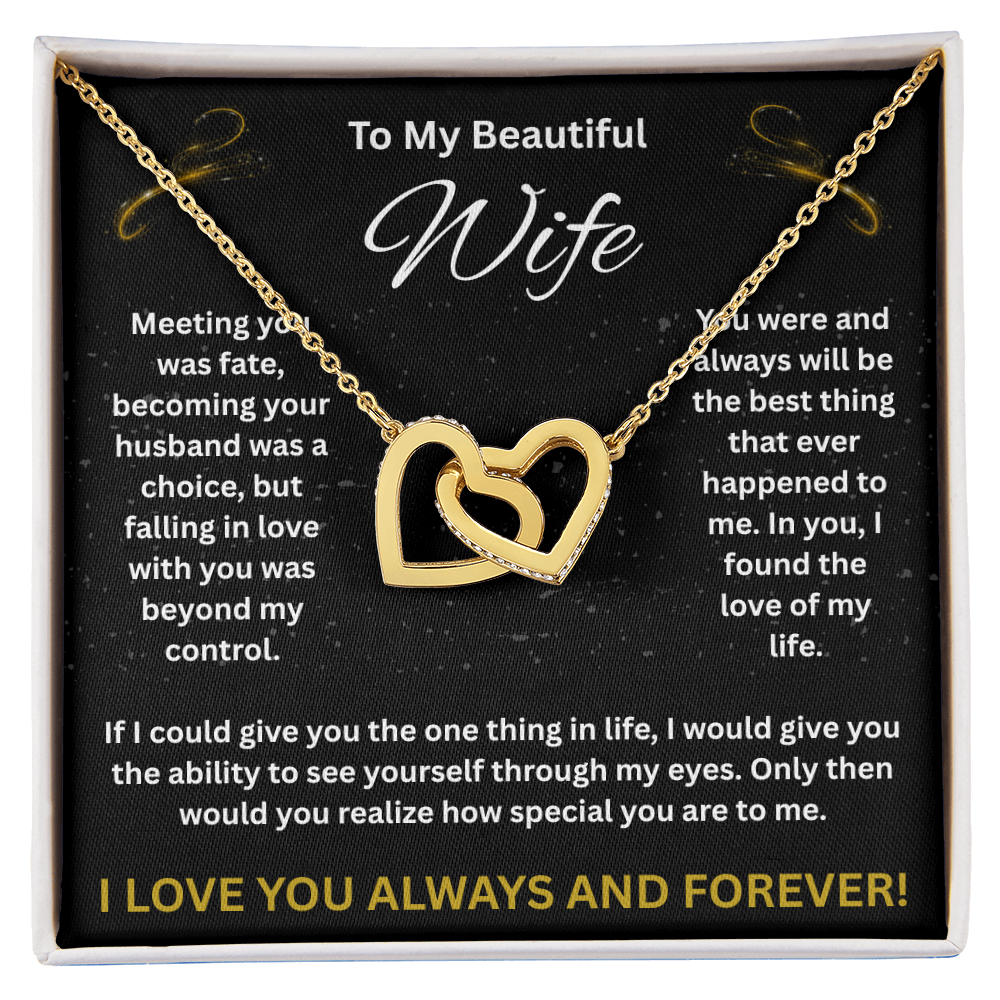 To My Beautiful Wife - Interlocking Hearts Necklace