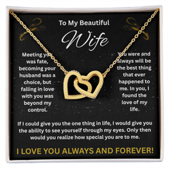 To My Beautiful Wife - Interlocking Hearts Necklace