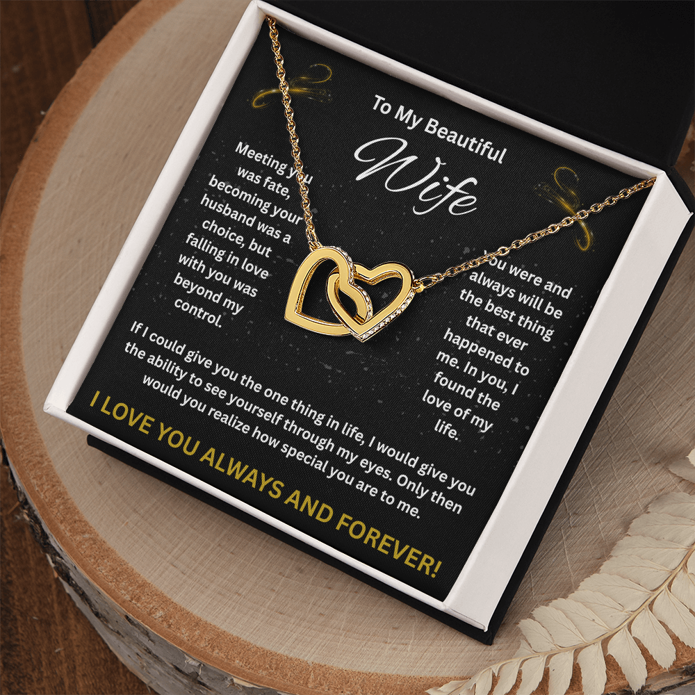 To My Beautiful Wife - Interlocking Hearts Necklace