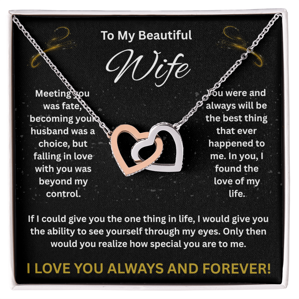 To My Beautiful Wife - Interlocking Hearts Necklace