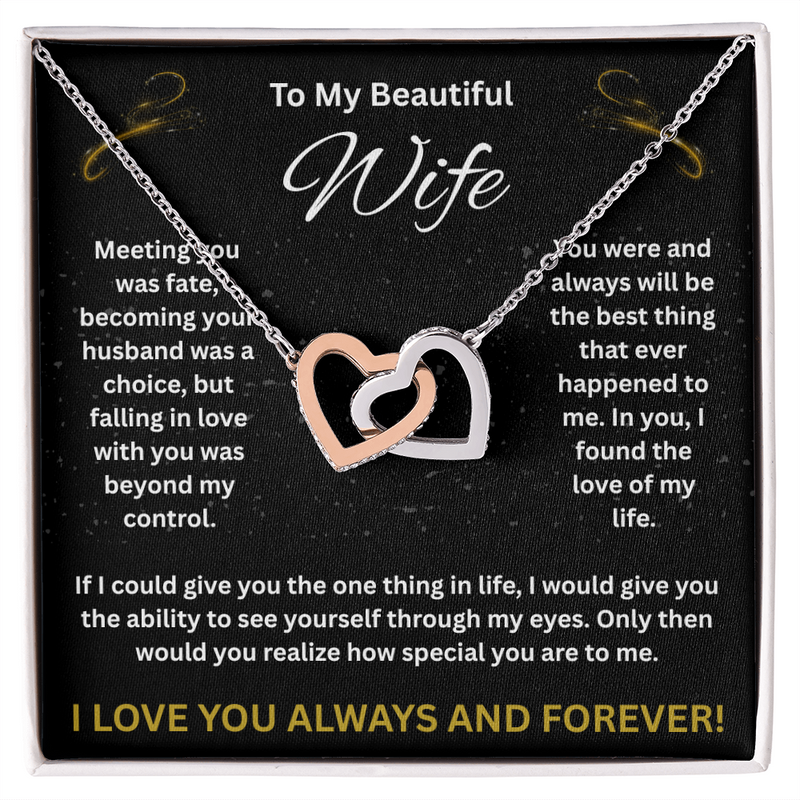 To My Beautiful Wife - Interlocking Hearts Necklace