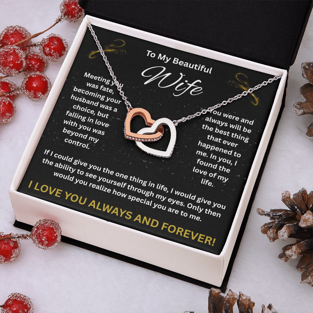 To My Beautiful Wife - Interlocking Hearts Necklace