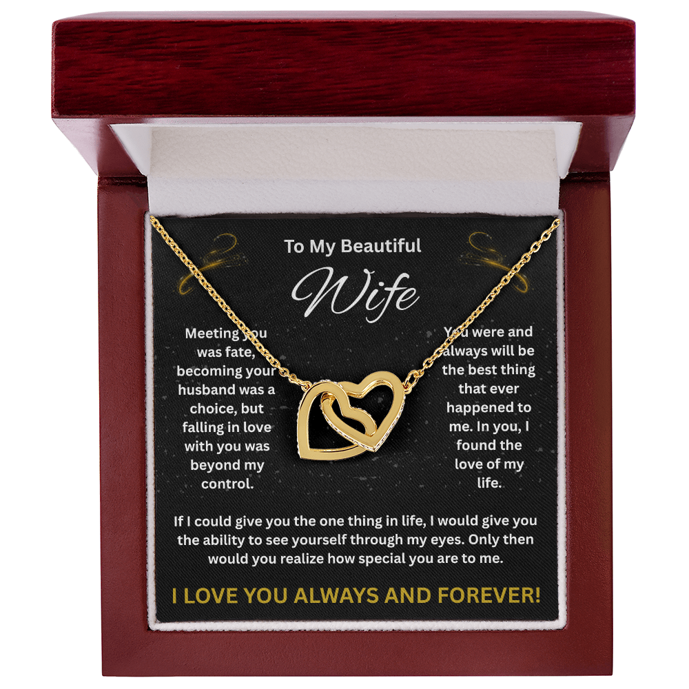 To My Beautiful Wife - Interlocking Hearts Necklace