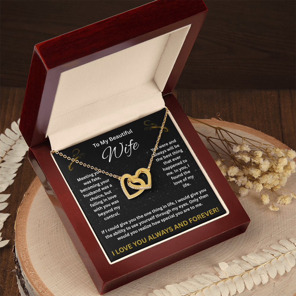To My Beautiful Wife - Interlocking Hearts Necklace