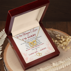 "I'm Sorry" Interlocking Hearts Necklace – Romantic Apology & Forgiveness Gift for Her