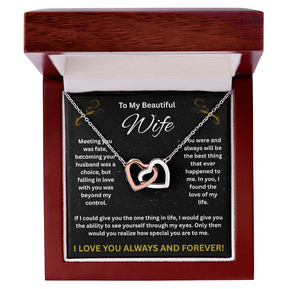 To My Beautiful Wife - Interlocking Hearts Necklace