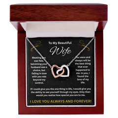 To My Beautiful Wife - Interlocking Hearts Necklace