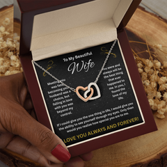 To My Beautiful Wife - Interlocking Hearts Necklace