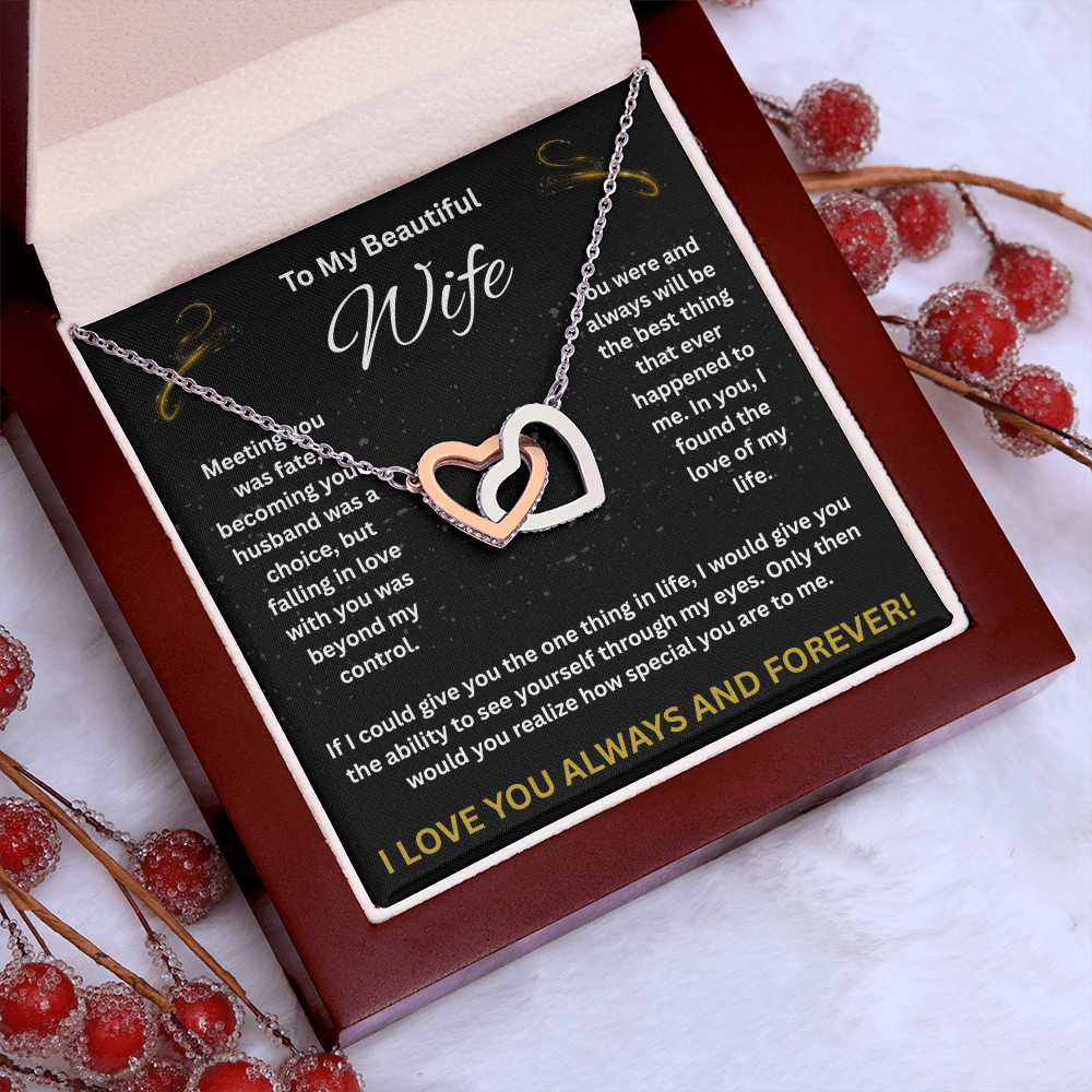 To My Beautiful Wife - Interlocking Hearts Necklace