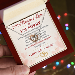 "I'm Sorry" Interlocking Hearts Necklace – Romantic Apology & Forgiveness Gift for Her