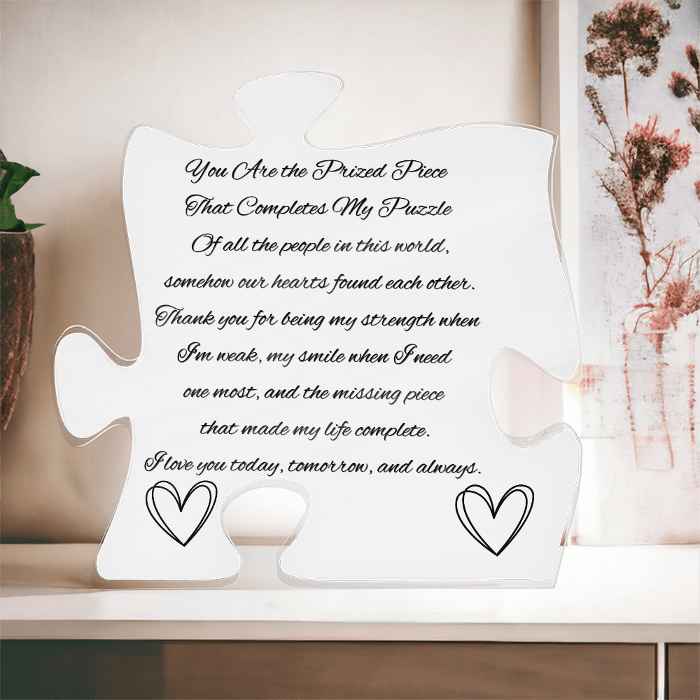 You Complete My Puzzle – Meaningful Acrylic Puzzle Piece Plaque