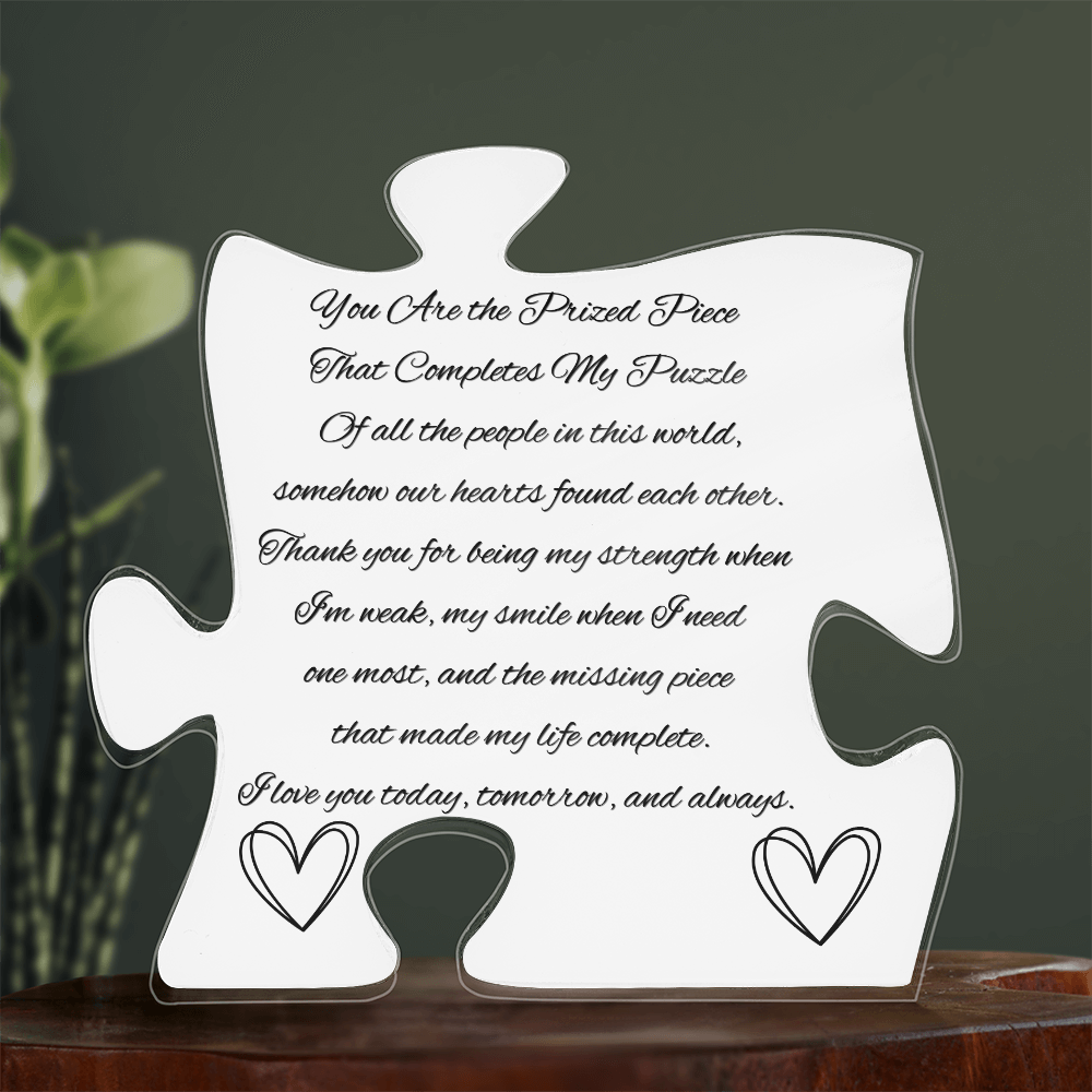 You Complete My Puzzle – Meaningful Acrylic Puzzle Piece Plaque