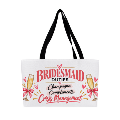 Bridesmaid Weekend Tote Bag – “Bridesmaid Duties” Wedding Party Gift, Bridal Party Travel Bag & Bridesmaid Thank You Gift