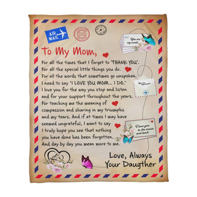 Blanket for Mom From Daughter – Heartfelt Thank You Mom Fleece Blanket, Sentimental Mother's Day, Birthday & Christmas Gift