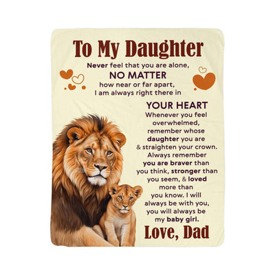 Daughter Sherpa Blanket from Dad – “Never Feel Alone” Meaningful & Inspirational Gift