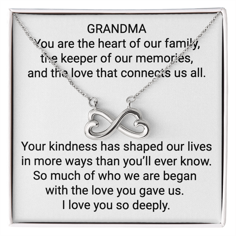 Grandma Infinity Necklace – Heart of Our Family | Meaningful Jewelry Gift for Grandmother