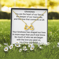 Grandma Infinity Necklace – Heart of Our Family | Meaningful Jewelry Gift for Grandmother