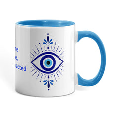 Under the Blue Eye, Always Protected Mug - Greek Evil Eye Good Luck Coffee Mug