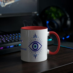 Under the Blue Eye, Always Protected Mug - Greek Evil Eye Good Luck Coffee Mug
