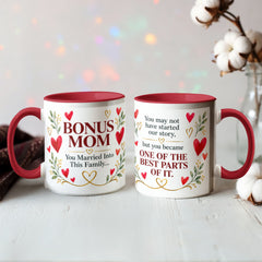 "Bonus Mom" Coffee Mug – "You Became One of the Best Parts” – Heartfelt Step Mom Gift