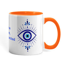 Under the Blue Eye, Always Protected Mug - Greek Evil Eye Good Luck Coffee Mug