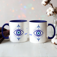 Under the Blue Eye, Always Protected Mug - Greek Evil Eye Good Luck Coffee Mug