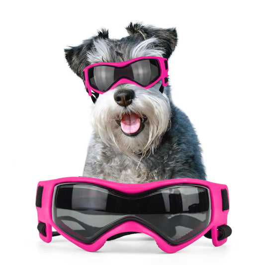 NAMSAN Dog Sunglasses Medium Breed UV Protection Anti-Fog Dog Goggles for Small to Medium Dogs Summer Windproof Dog Eye Protection Winter Snow Eyewear Easy Put-on/Adjustable Cool Pink